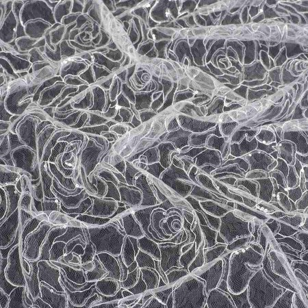 Lace embrodery & sequins blanco