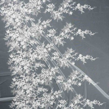 White embroidered nacar tulle - emb area 120 -