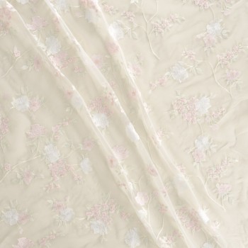 Light pink  and white tulle embroidered flower