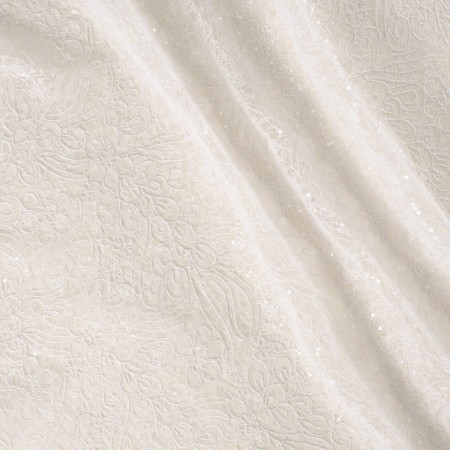 White chantilly with brocade
