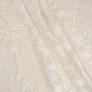 White embroidered flower on tulle