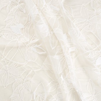 White leaves embroidered tulle