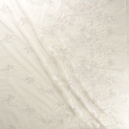 White embroidery flower on tul