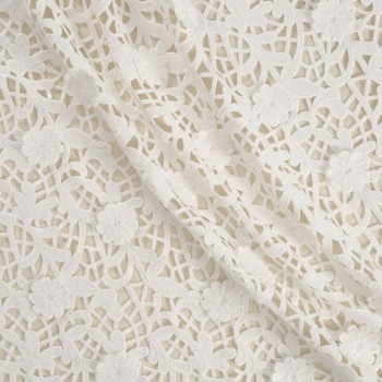 Bordado flor lentejuelas blanco