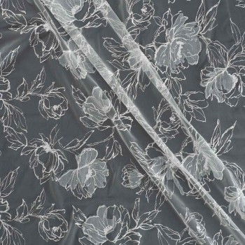 Tul bordado flor = 46016 blanco