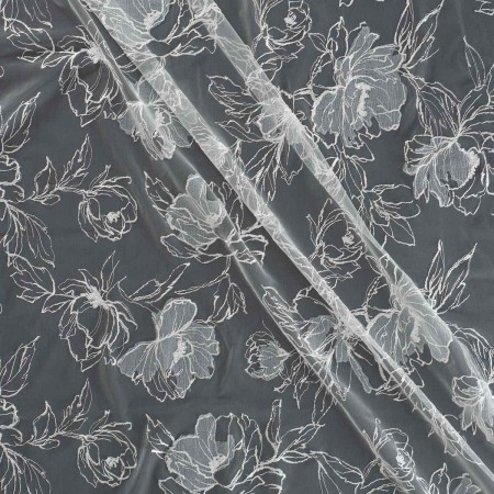 Tul bordado flor = 46016 blanco