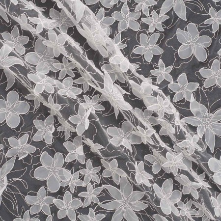 White 3d flower embroidery