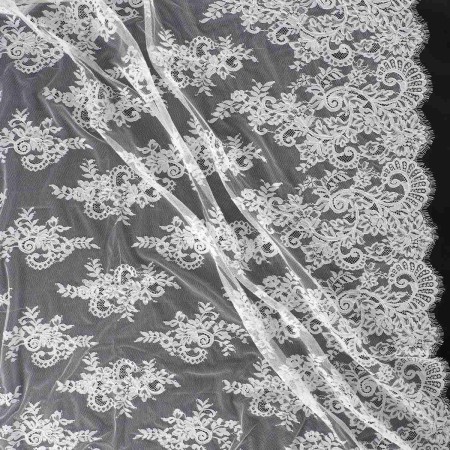 White embroidered tul