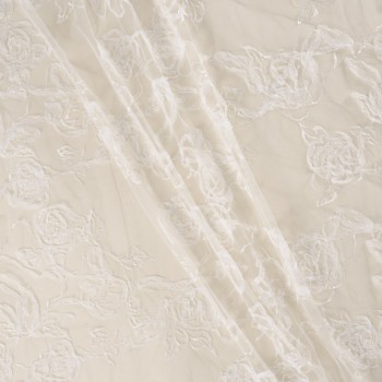 White 3d embroidered tulle (=32008)