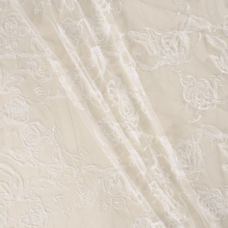 White 3d embroidered tulle (=32008)