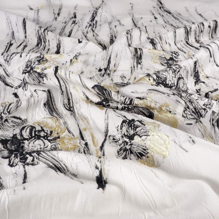 Jacquard flor pan.175 blanco negro oro