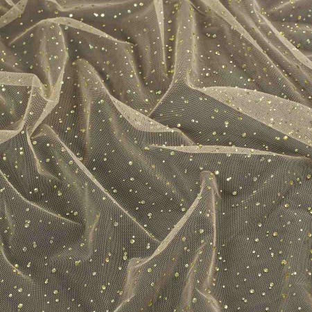 Beige/gold tulle with mini rhinestones
