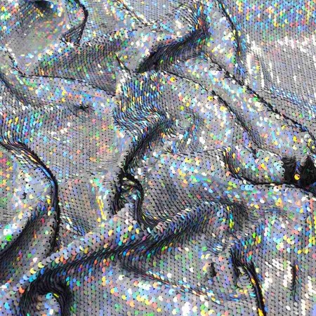 Sequins bicolor hologram plata
