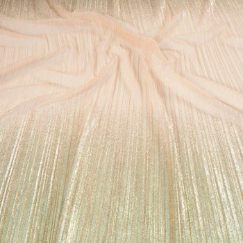 Plisado con borde lamÉ beige tul ivory foil oro