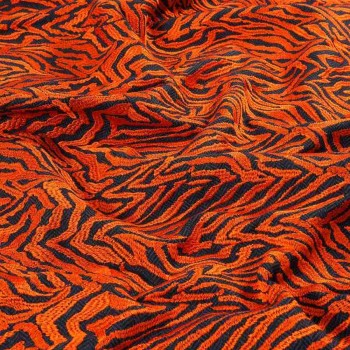 Orange embroidered tweed leather coat