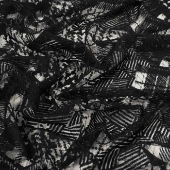 Black random geometric embroidered tulle