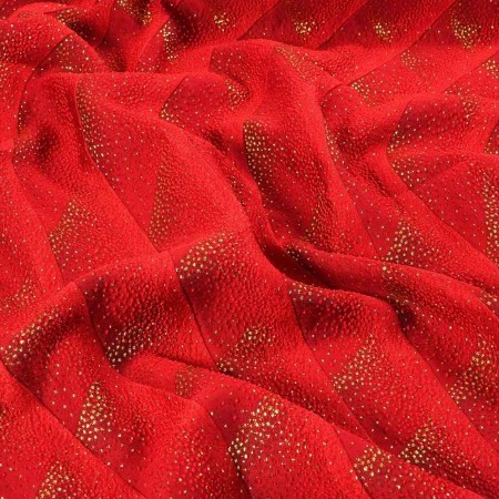 Red lamÉ relief waves jacquard