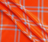 Blue orange window check jacquard