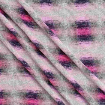 Pink checks wool jacquard