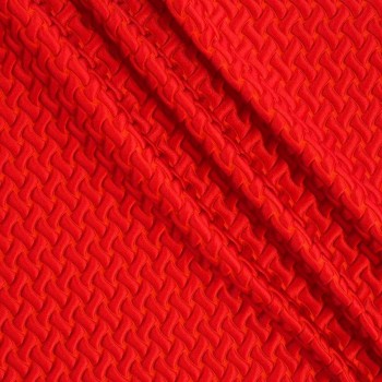 Red geometric jacquard 3d