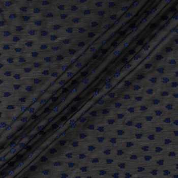 Jacquard bicolor organza y motivos fil coupe azul