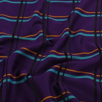 Jacquard cuadro con diagonal violeta turquesa