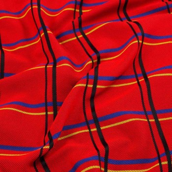 Jacquard cuadro con diagonal rojo