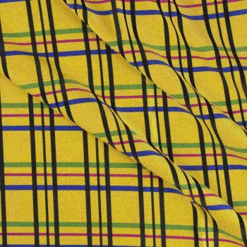 Jacquard cuadro con diagonal amarillo violeta azul