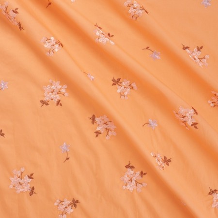 Bordado floral algodÓn naranja