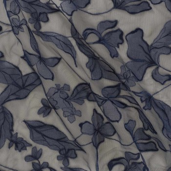 Navy organza flower on tulle