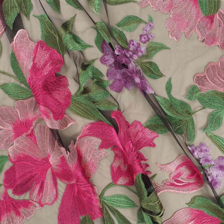 Pink lilak embroidered flower