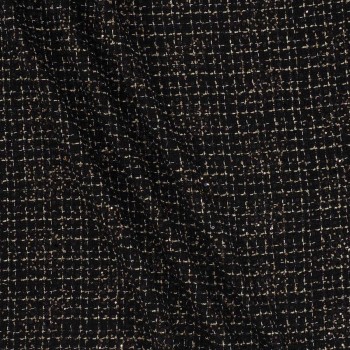 Tweed de cuadros lame negro