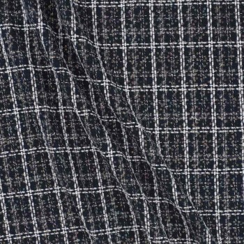 Tweed de cuadros y brillos navy