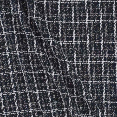 Tweed de cuadros y brillos navy