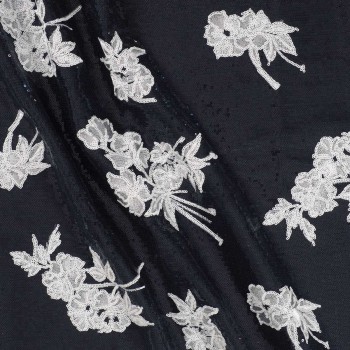 Navy white viscose and linen s