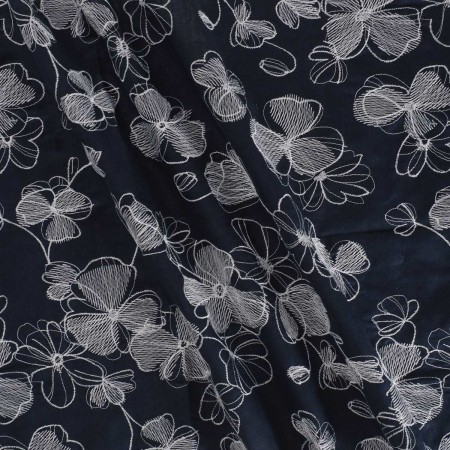 Navy embroidered cotton linen