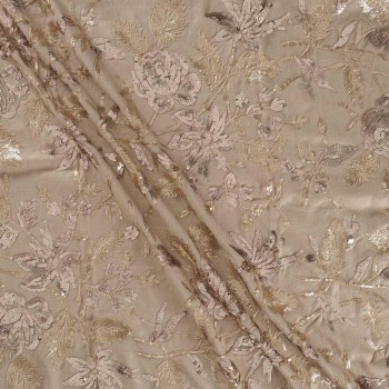 Lino algodÓn lentejuelas beige