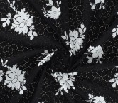 Black white embroidered cotton