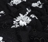 Black white embroidered cotton