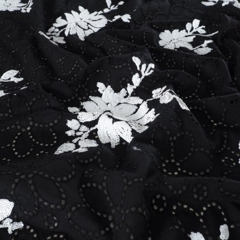 Voile algodÓn bordado negro blanco
