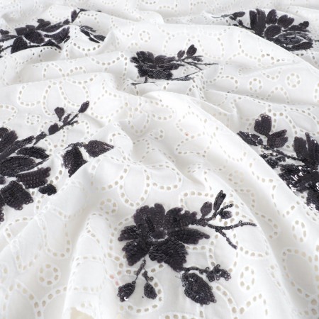 White black embroidered cotton