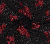 Red black embroidered cotton v