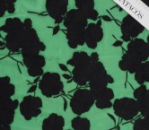 Bordado flor sobre chifon verde negro