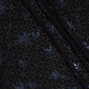 Navy black embroidered cotton