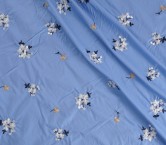 Light blue cotton floral embroidery