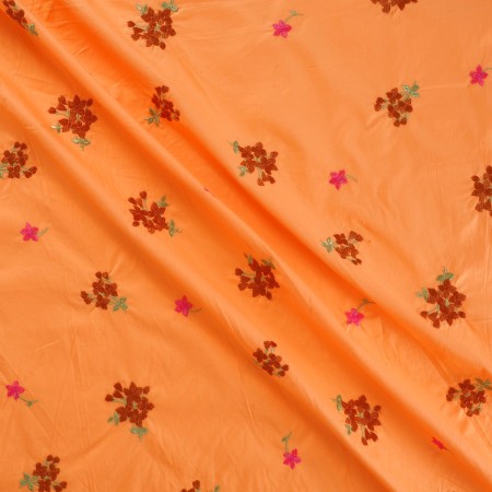 Orange cotton floral embroidery