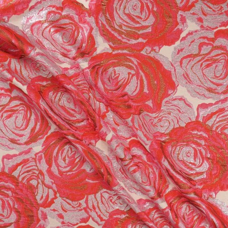 Pink red jacquard flower lam?