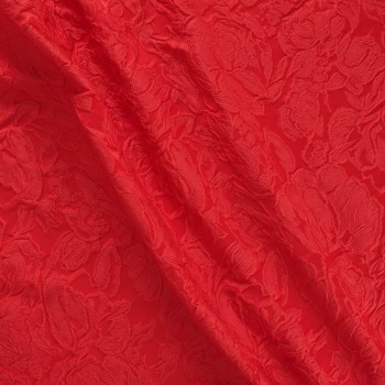 Red jacquard cloqué floral