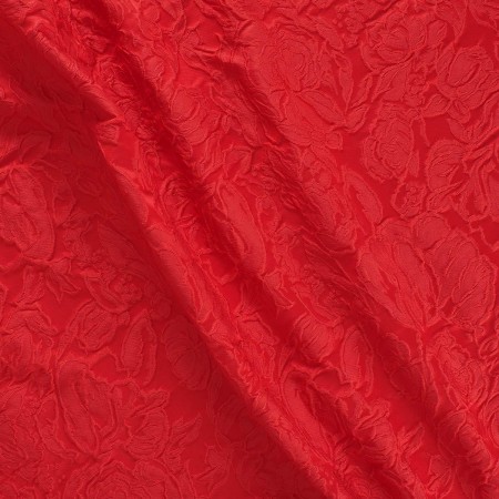Red jacquard cloqué floral