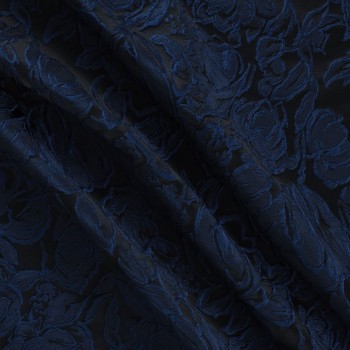 Jacquard cloqué floral navy